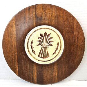 VintagePigeon Forge Pottery Wood & Ceramic Wall Plaque With Wheat Motif Design